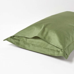 Homescapes Moss Green Organic Cotton Oxford Pillowcase 400 Tc, Standard - thumbnail 3