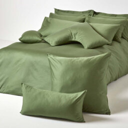 Homescapes Moss Green Organic Cotton Oxford Pillowcase 400 Tc, Standard - thumbnail 5