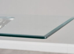 Modernique Nuovo Coffee Table, Tempered Clear Glass Top With Cross Leg In Gloss White - thumbnail 4