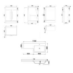 Rinse Bathrooms 1100mm Rh Basin L Shape Matte Blue Vanity Sink Unit Cabinet Storage Furniture + Toilet + Cistern - thumbnail 7