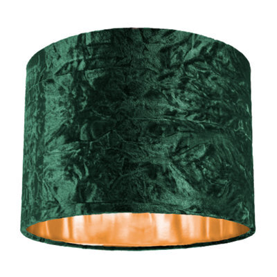 Happy Homewares Modern Green Crushed Velvet 10 Table/pendant Lampshade With Shiny Copper Inner - image 1