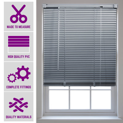 Furnished Made To Measure Grey Pvc Venetian Blind - 25mm Slats Blind For Windows And Doors  (W)210Cm (L)150Cm - image 1