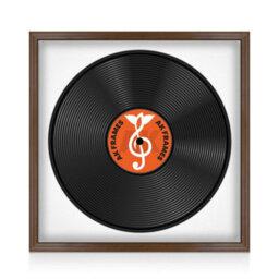 "16X16"" Walnut Classic Vinyl Record Frame With White Mount For 12 Inch Lp Disc - Ak Frames"