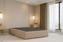 "Nexus Portofino Plush Divan, Pebble, 54"" Winged Hb, No Drawers, Open Coil Mattress, Double" - thumbnail 4