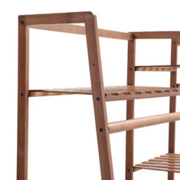 Heavy Duty Wooden Clothes Rail Rack Garment Hanging Stand Corner Open Wardrobe - thumbnail 6