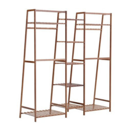 Heavy Duty Wooden Clothes Rail Rack Garment Hanging Stand Corner Open Wardrobe - thumbnail 5