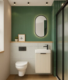 Impact Furniture Bathroom Vanity Unit 400mm Beige Wall Sink Cabinet Cloakroom Basin Slimline Fluted Cashmere Modern Small Unit With Sink Adel - thumbnail 4