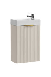 Impact Furniture Bathroom Vanity Unit 400mm Beige Wall Sink Cabinet Cloakroom Basin Slimline Fluted Cashmere Modern Small Unit With Sink Adel - thumbnail 7