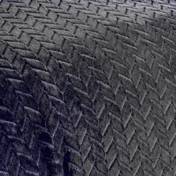 Embossed Sherpa Fleece Duvet Cover Set - Super-Soft Faux Fur With Matching Pillowcase - Double Navy - thumbnail 2