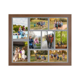AK Frames 20X16 Walnut Modern Multi Photo Frame With Mid Grey Mount - Holds 9 Apertures (2X) 7X5, (7X) 6X4 Photos