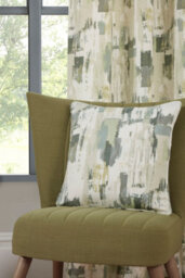 Sundour Bamford - Fully Lined Abstract Curtains - Eyelet - Polycotton (Fennel, Filled Cover - 18'' X 18'' (Single)) - thumbnail 4