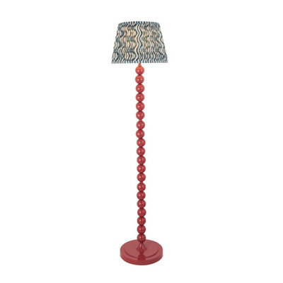 Luminosa Lighting Luminosa Higgledy Gloss Pink Clay Paint Floor Lamp With Marlin Blue Fabric Ripple Shade 35Cm E27 - image 1