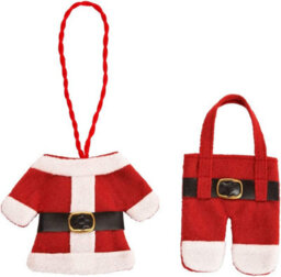 6 X Santa Cutlery Holders Or Hanging Tree Decorations - Red & White Home Festive Xmas Tree Or Table Decor - thumbnail 4