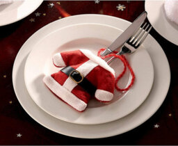 6 X Santa Cutlery Holders Or Hanging Tree Decorations - Red & White Home Festive Xmas Tree Or Table Decor - thumbnail 5