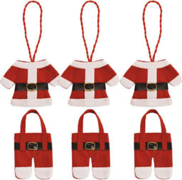 6 X Santa Cutlery Holders Or Hanging Tree Decorations - Red & White Home Festive Xmas Tree Or Table Decor - thumbnail 2
