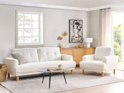 Beliani Sofa 3 Seater Tuve Boucle White - thumbnail 2