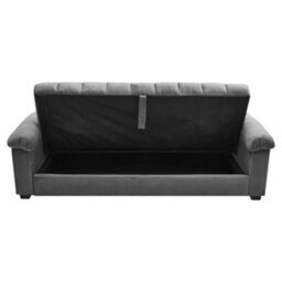 Living And Home Grey 3 Seat Sofa Bed Velvet Upholstered Couch Sofabed Convertible Sleeper - thumbnail 4
