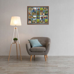 AK Frames 80X70Cm Walnut Modern Multi Photo Frame With Pompadour Mount - Holds 20 Apertures (18X) 6X4, (2X) 4X4 Photos - thumbnail 3