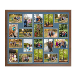 AK Frames 80X70Cm Walnut Modern Multi Photo Frame With Pompadour Mount - Holds 20 Apertures (18X) 6X4, (2X) 4X4 Photos
