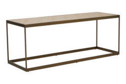 Orsina Brown Coffee Table, Oak Veneer Wooden Top With Brushed Brass Steel Frame, Sledge Base Coffee Table - thumbnail 3