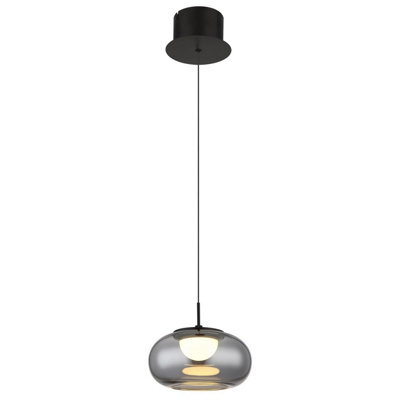Luminosa Lighting Luminosa Quintara Dome Pendant Ceiling Light Matt Black Smoke Glass Shade Led 3000K - image 1