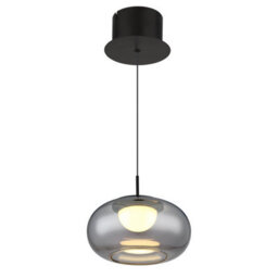 Luminosa Lighting Luminosa Quintara Dome Pendant Ceiling Light Matt Black Smoke Glass Shade Led 3000K - thumbnail 3