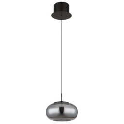 Luminosa Lighting Luminosa Quintara Dome Pendant Ceiling Light Matt Black Smoke Glass Shade Led 3000K - thumbnail 2