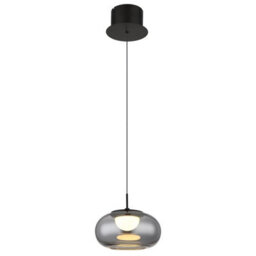 Luminosa Lighting Luminosa Quintara Dome Pendant Ceiling Light Matt Black Smoke Glass Shade Led 3000K