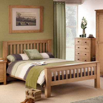 Julian Bowen Amsterdam 135Cm Double Light Oak High Footend Solid Oak Bed - image 1