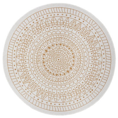 The Rugs Porto Reversible Indoor Outdoor Round Rug Flatweave Polypropylene Design In Yellow - image 1