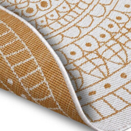 The Rugs Porto Reversible Indoor Outdoor Round Rug Flatweave Polypropylene Design In Yellow - thumbnail 4