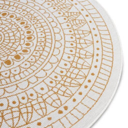 The Rugs Porto Reversible Indoor Outdoor Round Rug Flatweave Polypropylene Design In Yellow - thumbnail 2