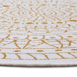 The Rugs Porto Reversible Indoor Outdoor Round Rug Flatweave Polypropylene Design In Yellow - thumbnail 5