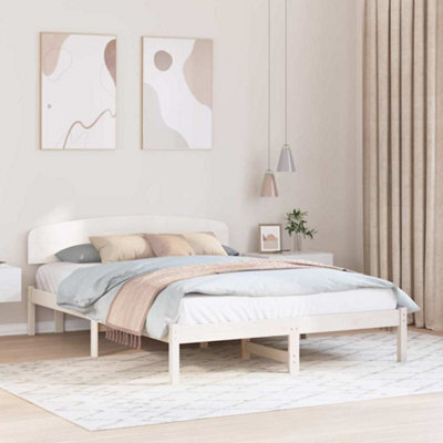 Berkfield Bed Frame With Headboard White 160X200 Cm Solid Wood Pine - image 1
