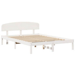 Berkfield Bed Frame With Headboard White 160X200 Cm Solid Wood Pine - thumbnail 2
