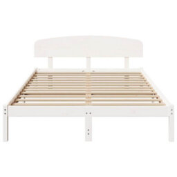 Berkfield Bed Frame With Headboard White 160X200 Cm Solid Wood Pine - thumbnail 6