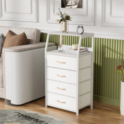 Chest Of Drawer 4 Drawer Storage Cabinet Bedroom Bedside Table White - thumbnail 4