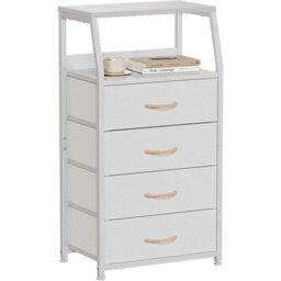 Chest Of Drawer 4 Drawer Storage Cabinet Bedroom Bedside Table White - thumbnail 1