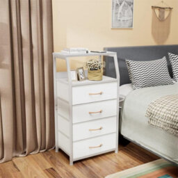 Chest Of Drawer 4 Drawer Storage Cabinet Bedroom Bedside Table White - thumbnail 3