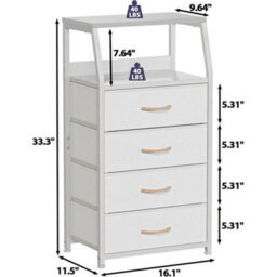 Chest Of Drawer 4 Drawer Storage Cabinet Bedroom Bedside Table White - thumbnail 2