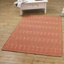 Orange Geometric Wool Modern Handmade Easy To Clean Rug For Living Room And Bedroom-66 X 200Cm (Runner) - thumbnail 5