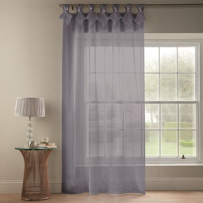 Luxury Living Tiara Dolly Tab Top Voile Curtain Panel Silver - image 1