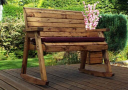 Charles Taylor Trading Bench Rocker With Cushions - W120 X D77 X H102 - Fully Assembled - Burgundy - thumbnail 2