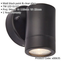 Single Dimmable Outdoor Ip44 Downlight - 7W Gu10 Led - Matt Black & Glass - thumbnail 2