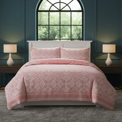 Elegant Floral Duvet Set Modern Flower Pattern Bedding For Home Decor Pink - image 1