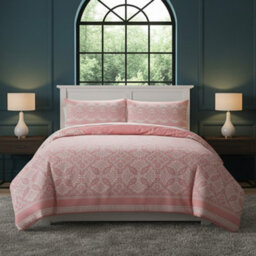 Elegant Floral Duvet Set Modern Flower Pattern Bedding For Home Decor Pink - thumbnail 1