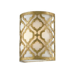 Elegant Distressed Gold Wall Light With Cream Linen Shade
