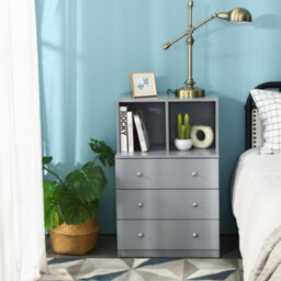 Costway 3-Drawer Chest Storage Cabinet Freestanding Dresser Organizer W/ 2 Cubbies & 3 Drawer - thumbnail 8