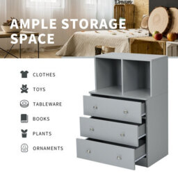 Costway 3-Drawer Chest Storage Cabinet Freestanding Dresser Organizer W/ 2 Cubbies & 3 Drawer - thumbnail 5