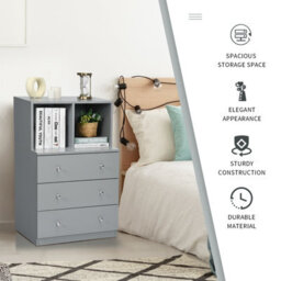 Costway 3-Drawer Chest Storage Cabinet Freestanding Dresser Organizer W/ 2 Cubbies & 3 Drawer - thumbnail 4